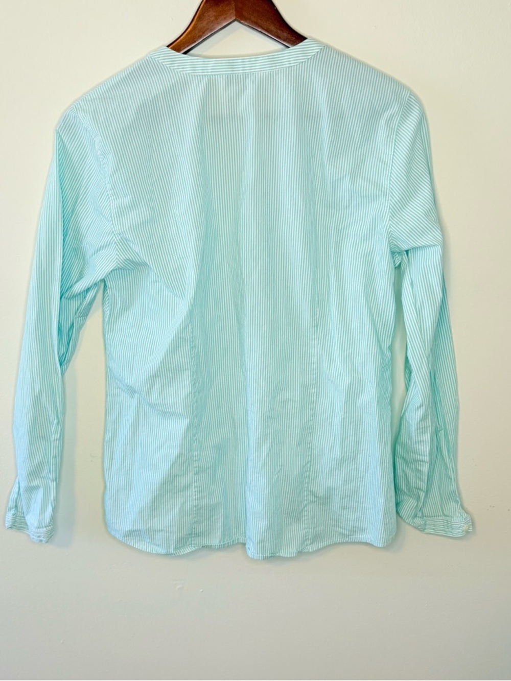 Orvis Ruffled Striped Long Sleeve Button Down Shirt - Picture 2 of 4